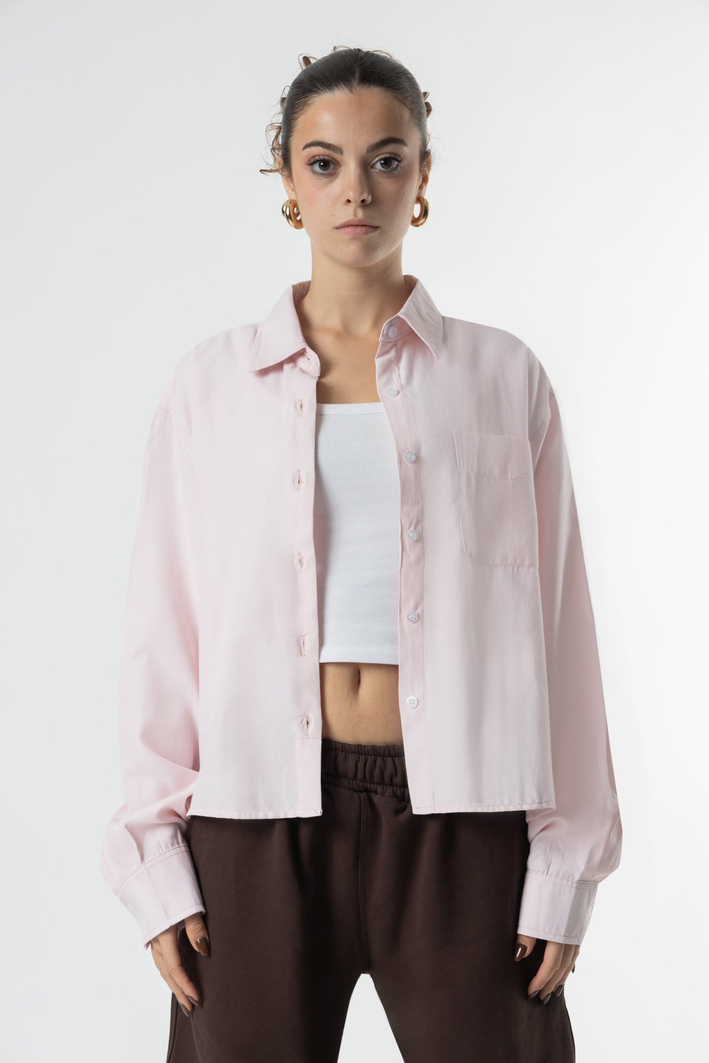Shirt oxford Cropped Baby Pink