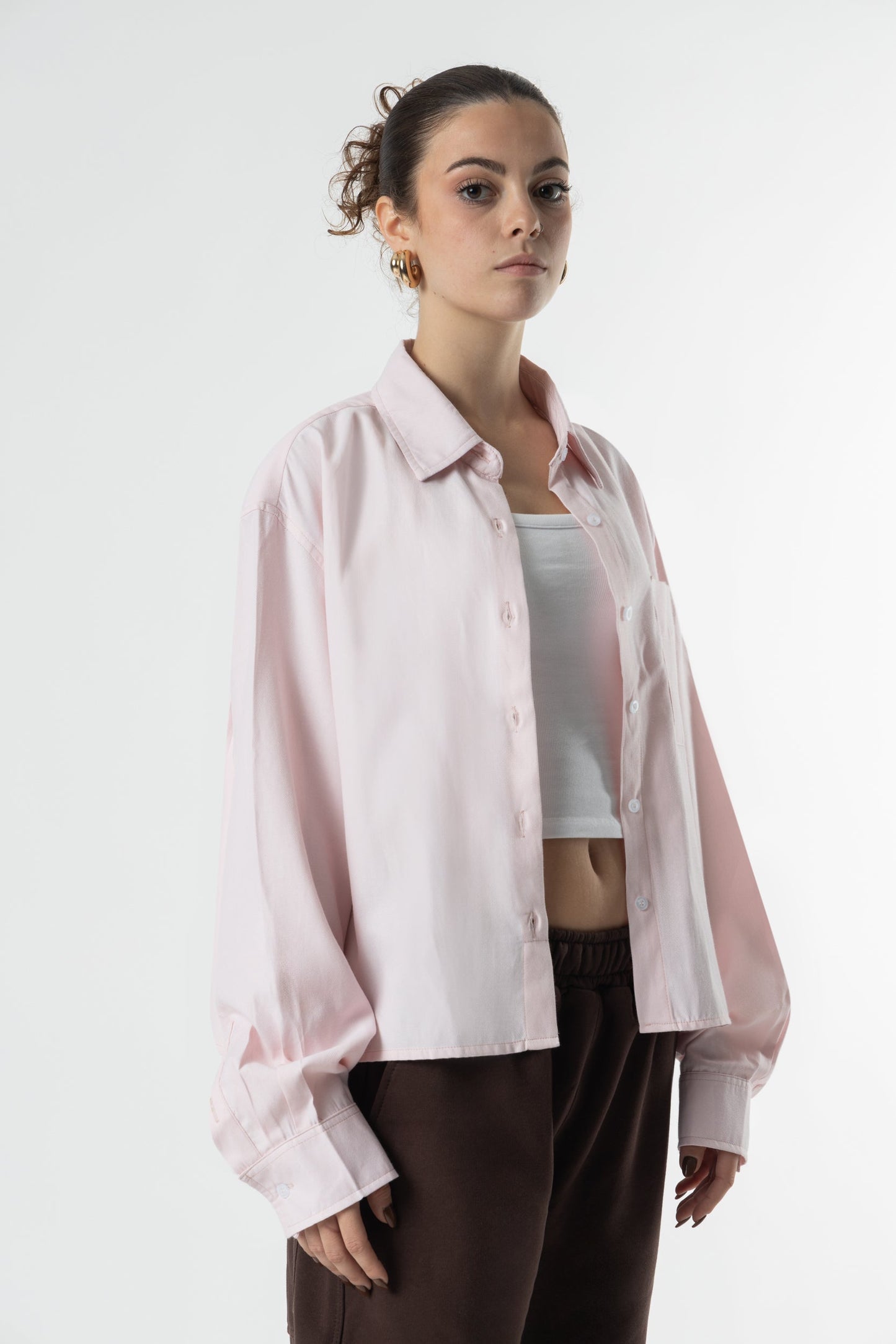 Shirt oxford Cropped Baby Pink