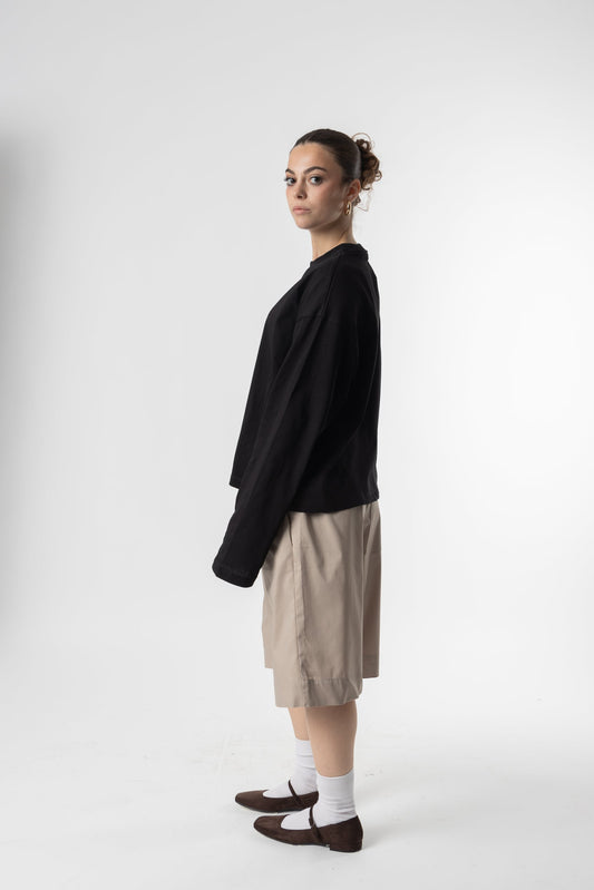Longsleeve Cropped Blanks 220GSM Black