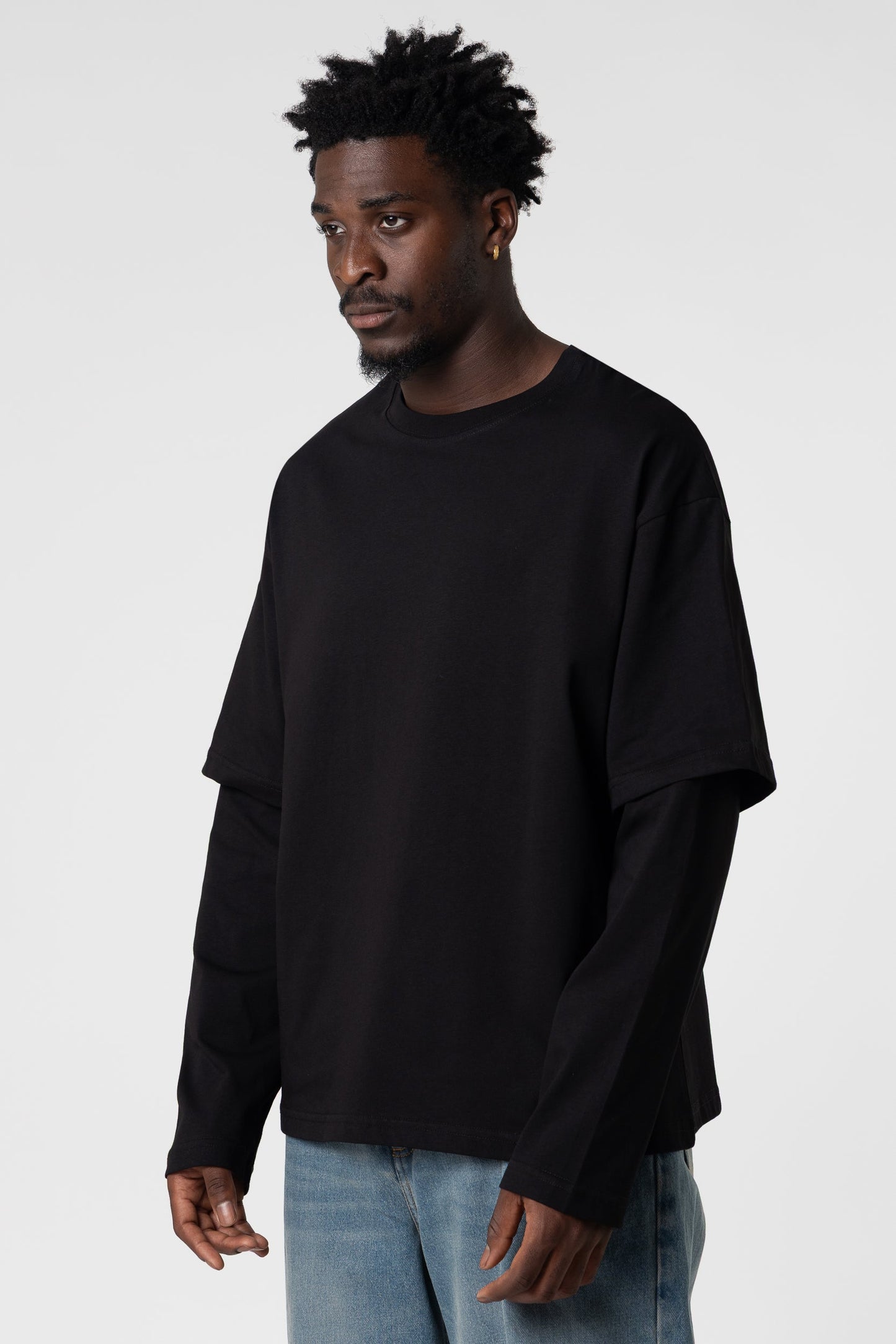 Double Long Sleeve Blanks 220GSM Black