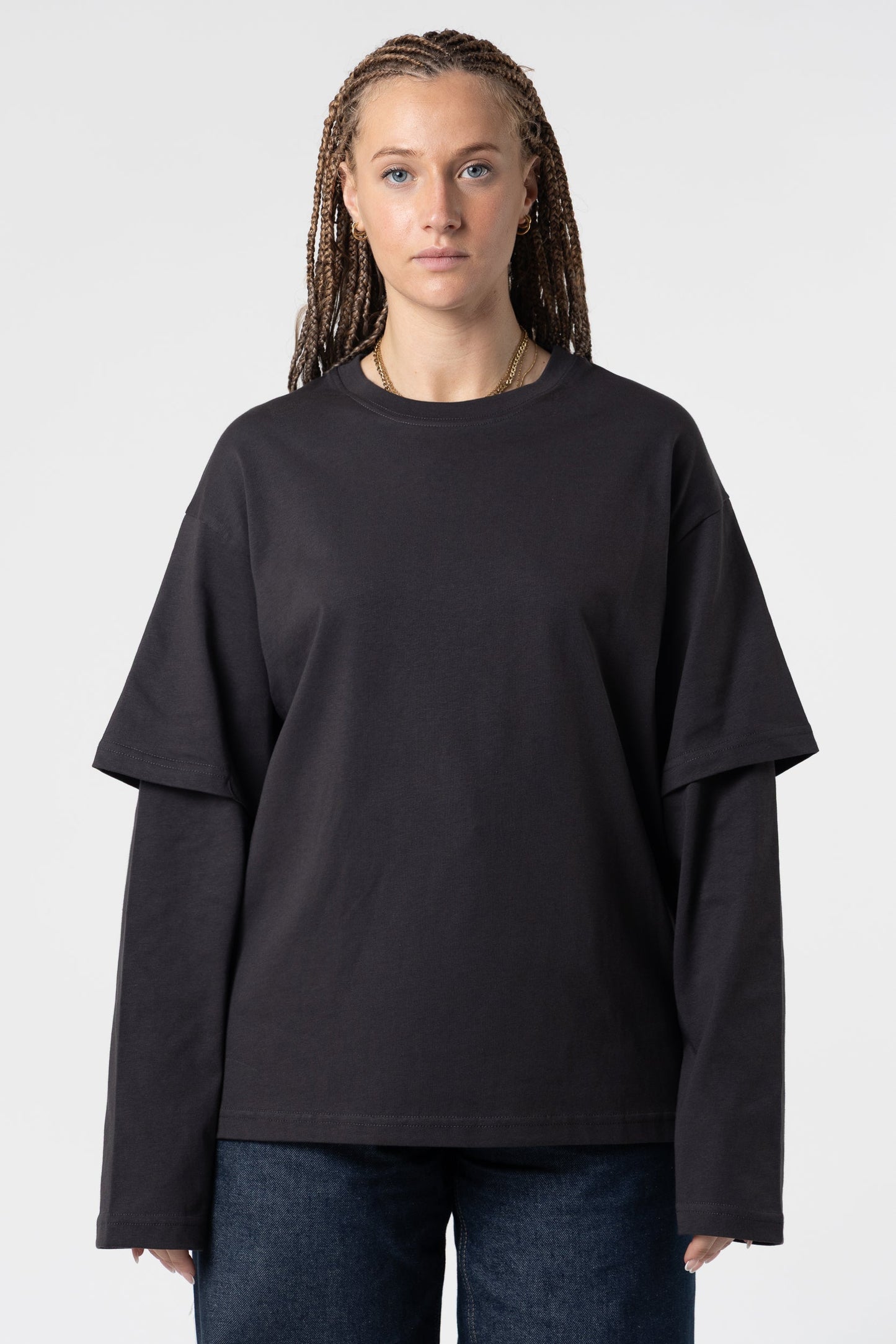 Double Long Sleeve Blanks 220GSM Dark Grey