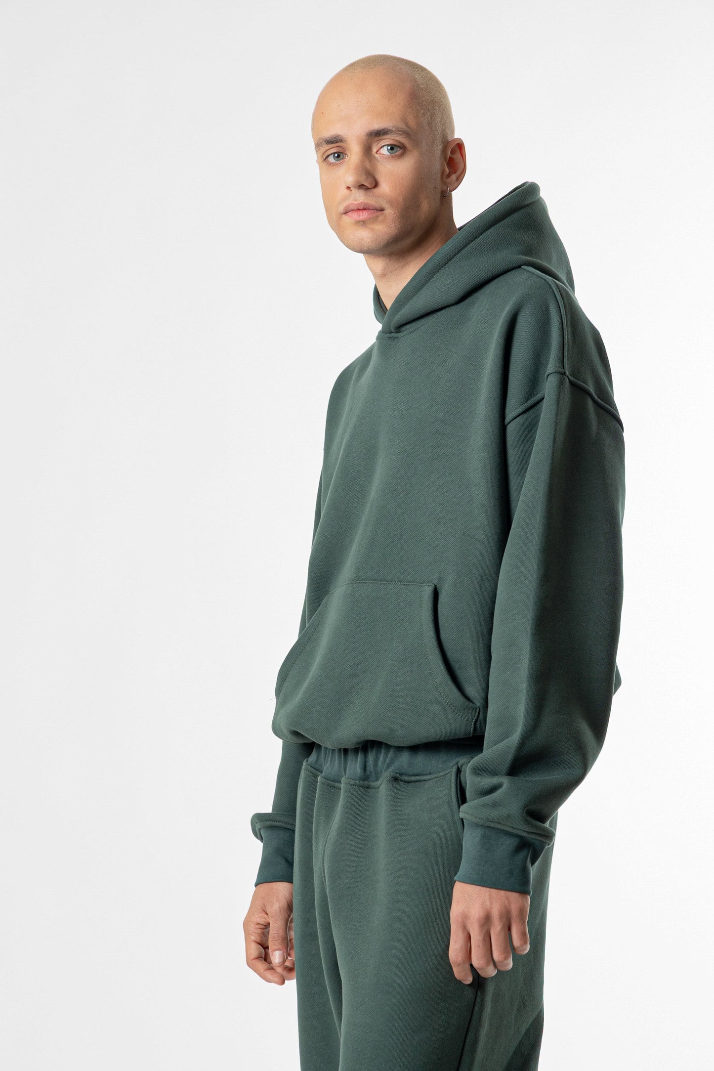 Hoodie Cropped Blanks 500GSM Forest Green