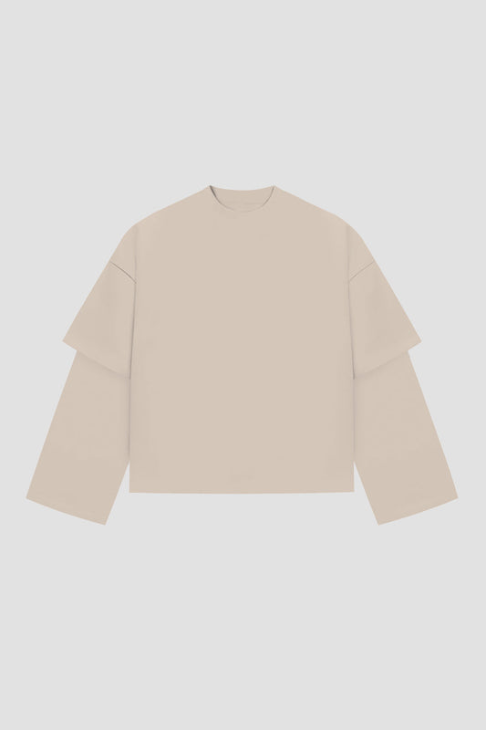 Double Long Sleeve Blanks 220GSM Sand