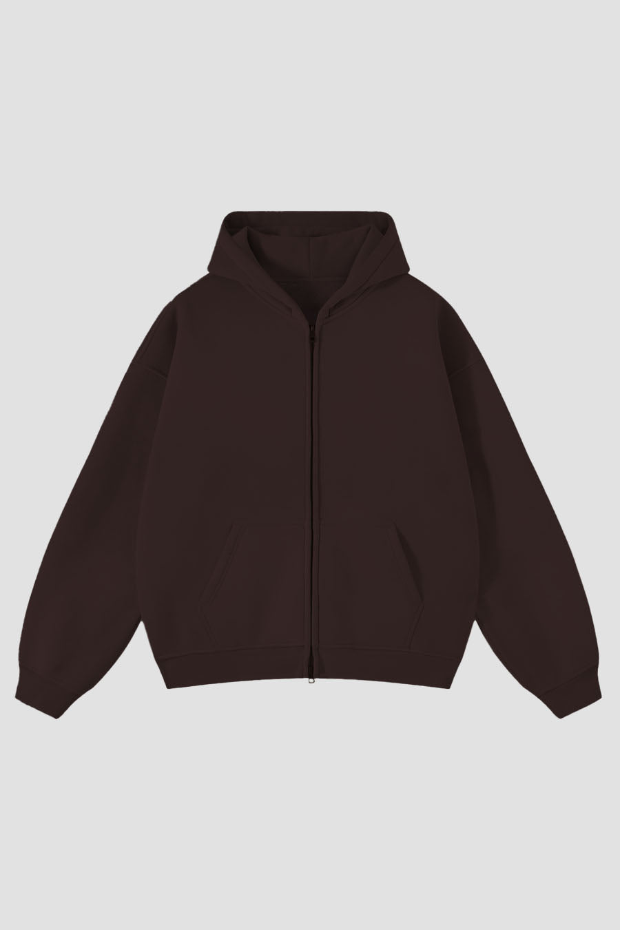 Zip Hoodie Premium Blanks 330GSM Dark Chocolate