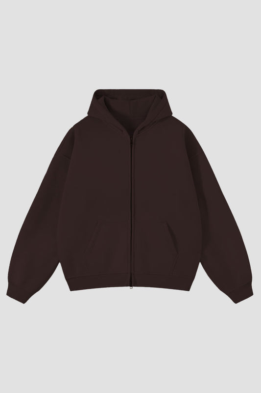 Zip Hoodie Premium Blanks 330GSM Dark Chocolate