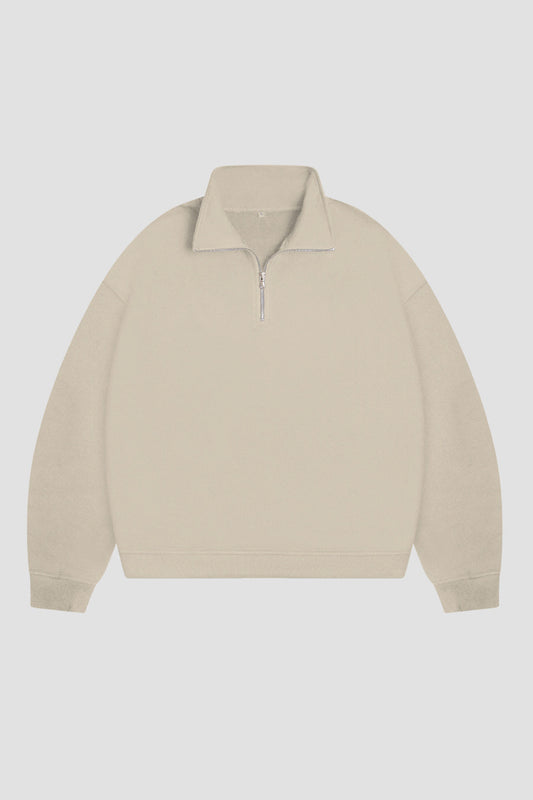 Sweatshirt Half Zip Blanks 330GSM Cream