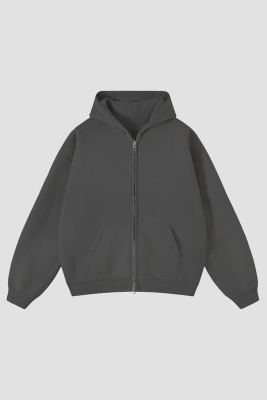 Zip Hoodie Premium Blanks 330GSM Dark Grey