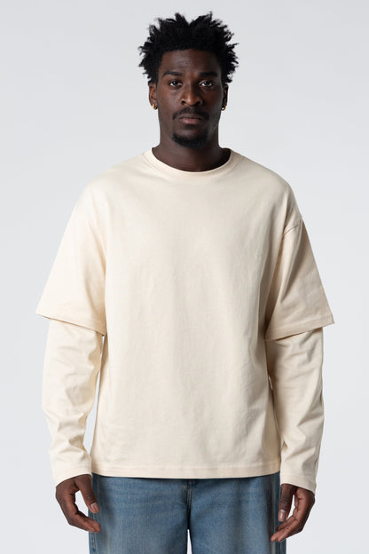 Double Long Sleeve Blanks 220GSM Sand