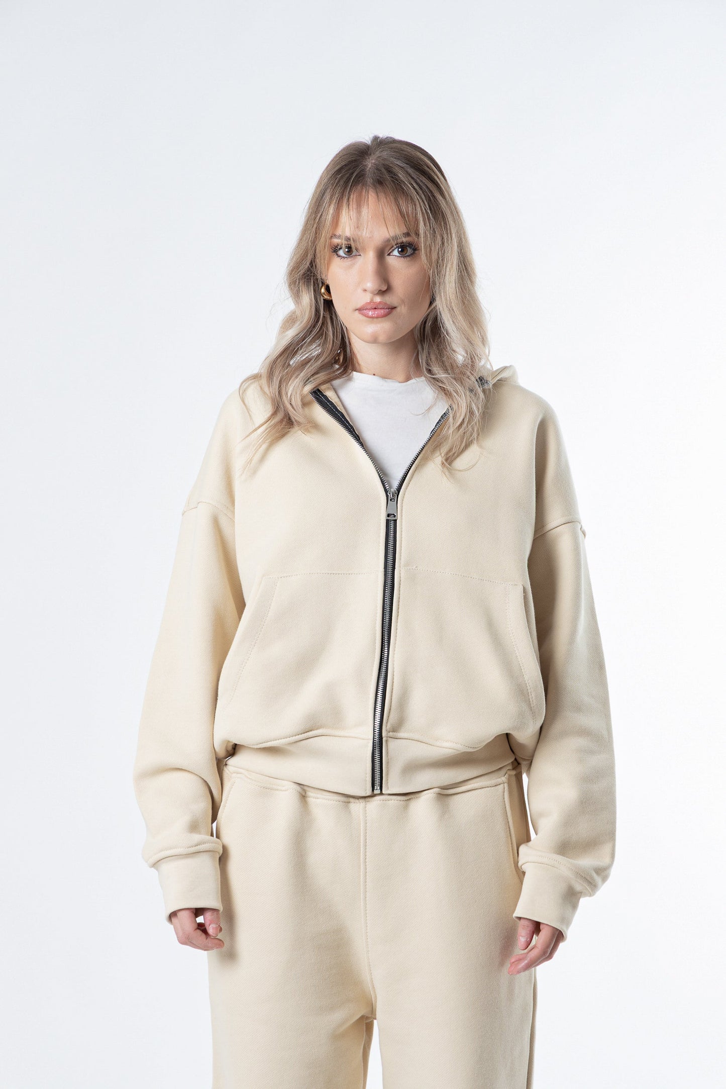 Zip Hoodie Heavy Blanks 500GSM Sand