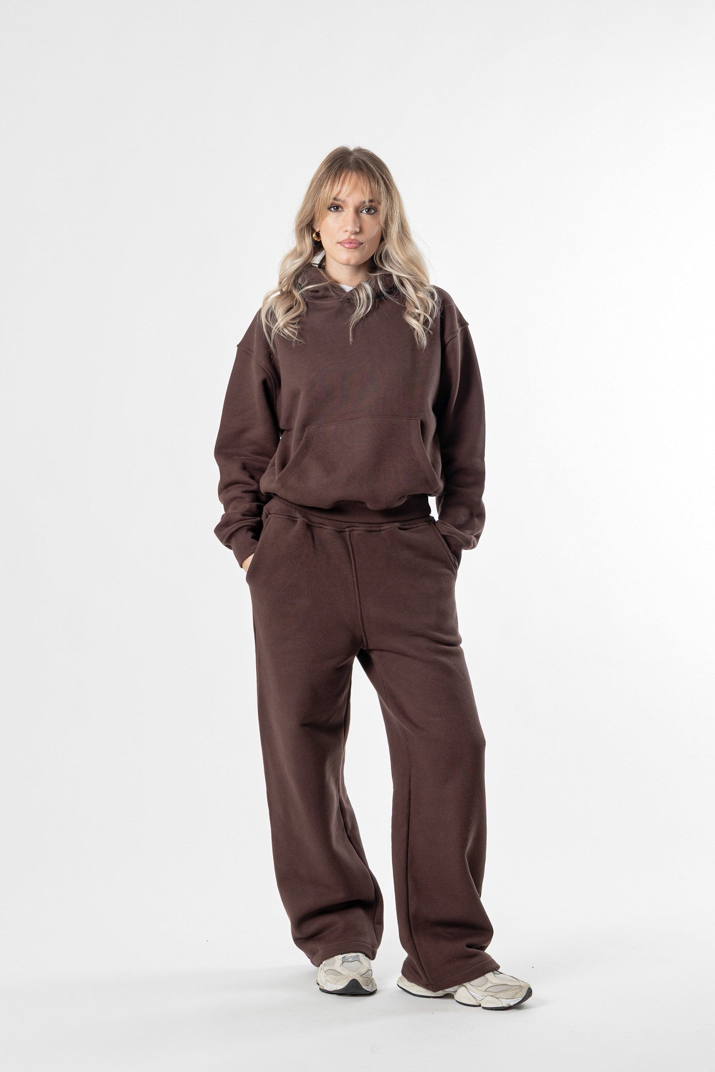 Hoodie Cropped Blanks 500GSM Dark Chocolate