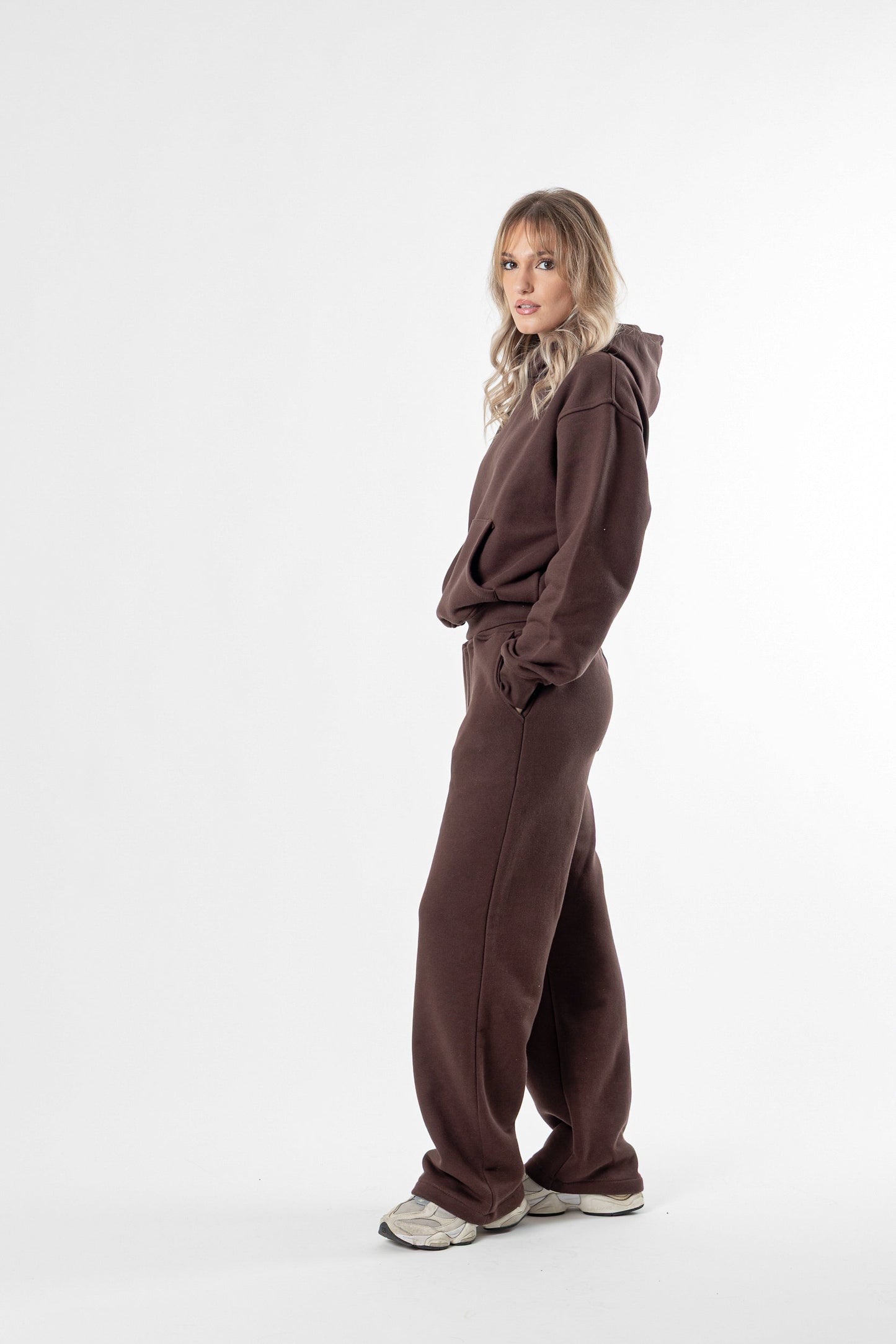 Hoodie Cropped Blanks 500GSM Dark Chocolate