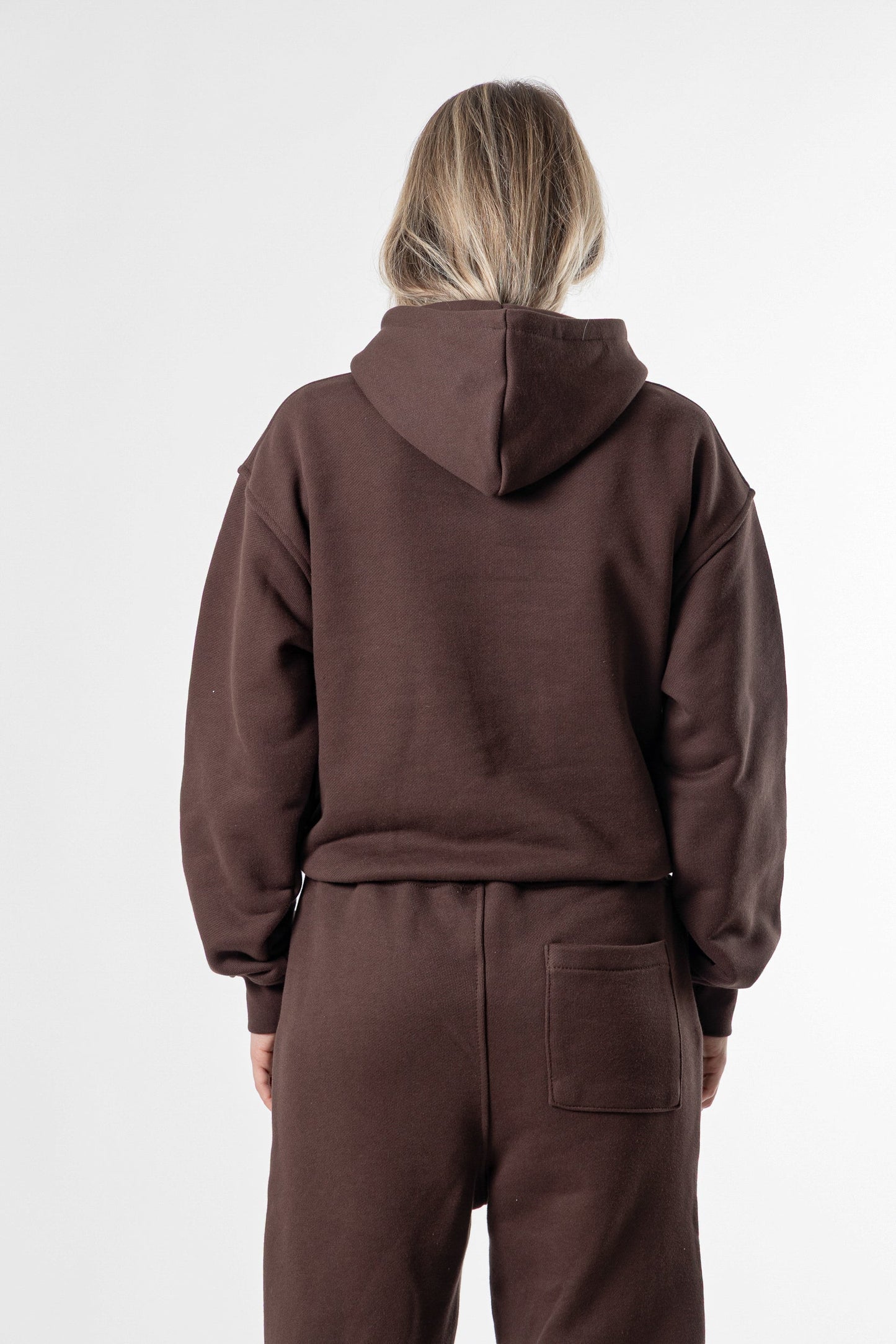 Hoodie Cropped Blanks 500GSM Dark Chocolate