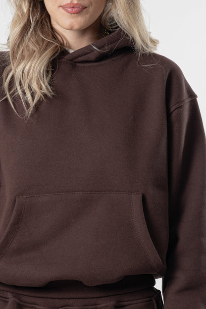 Hoodie Cropped Blanks 500GSM Dark Chocolate