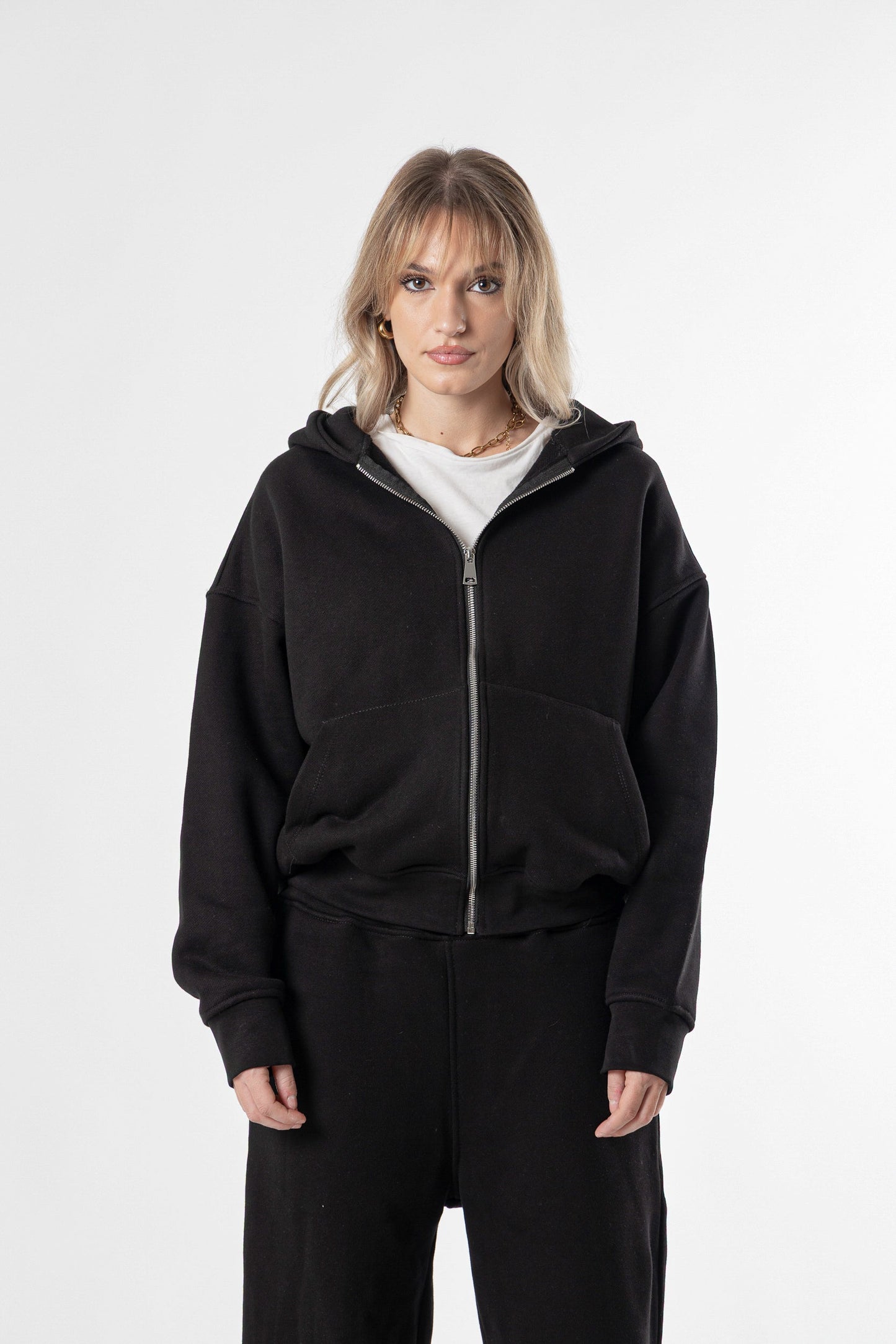 Zip Hoodie Heavy Blanks 500GSM Black