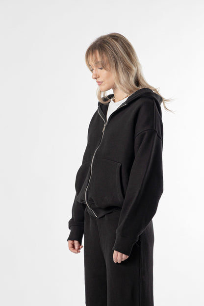 Zip Hoodie Heavy Blanks 500GSM Black