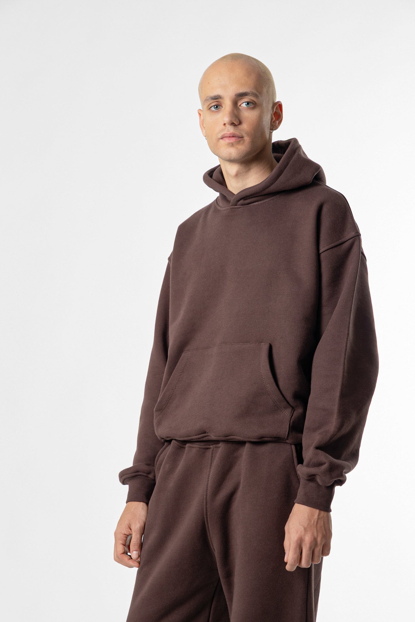 Hoodie Cropped Blanks 500GSM Dark Chocolate