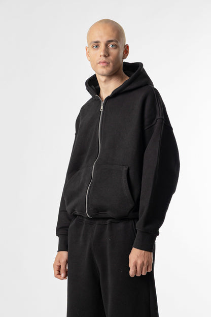 Zip Hoodie Heavy Blanks 500GSM Dark chocolate