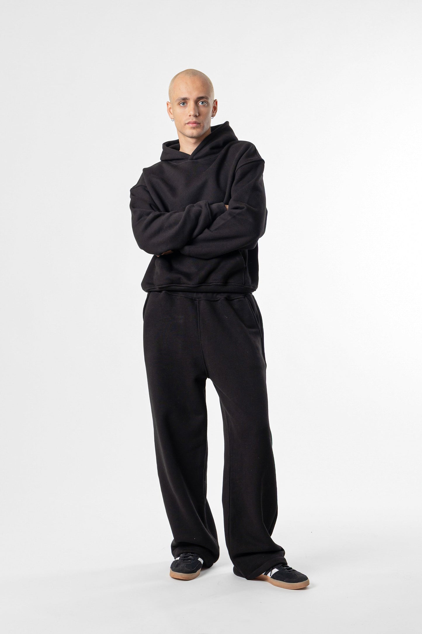 Hoodie Cropped Blanks 500GSM Black