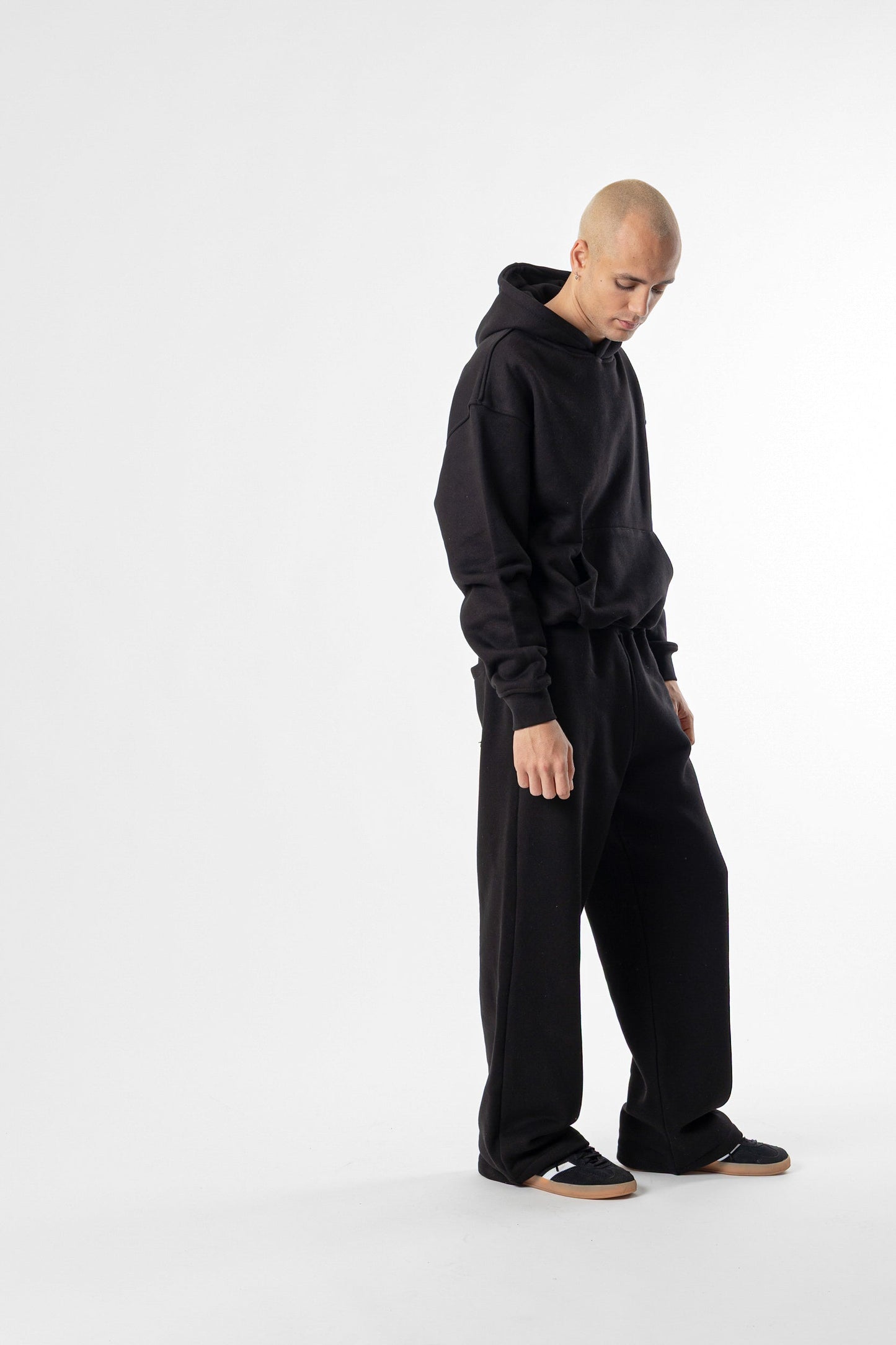 Hoodie Cropped Blanks 500GSM Black