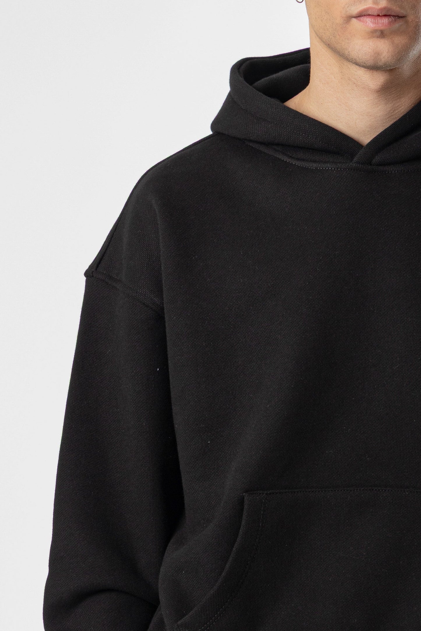 Hoodie Cropped Blanks 500GSM Black