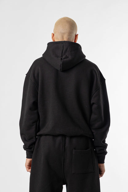 Hoodie Cropped Blanks 500GSM Black
