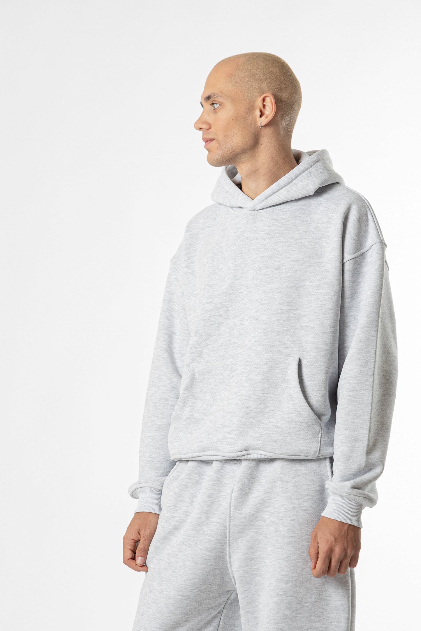 Hoodie Cropped Blanks 500GSM Sport Grey