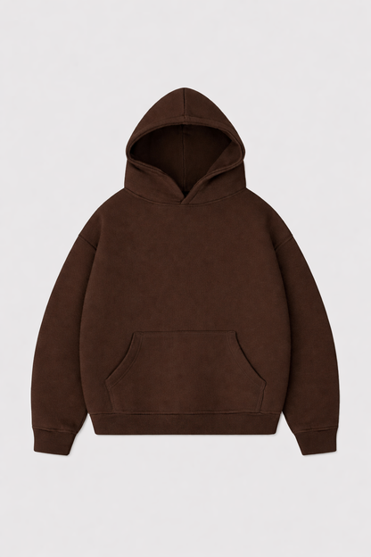 Hoodie Cropped Blanks 500GSM Dark Chocolate