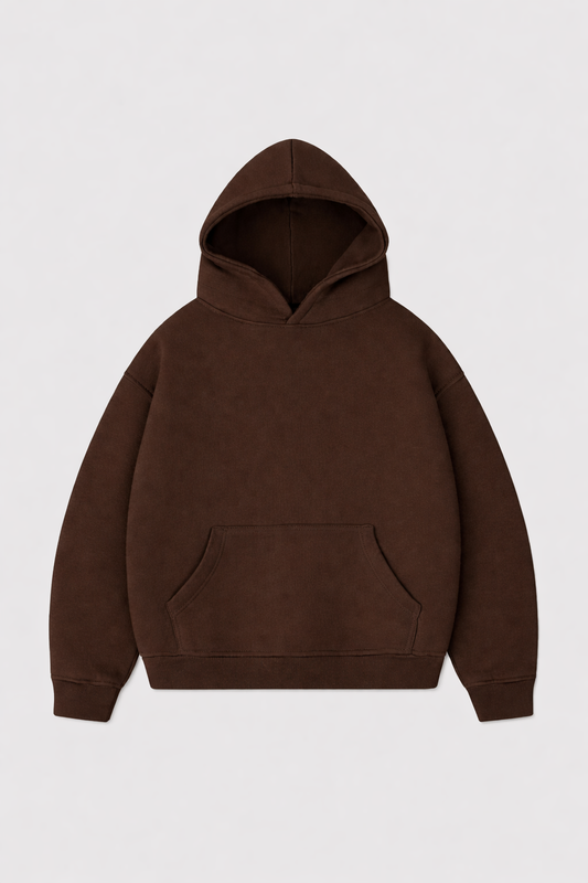 Hoodie Cropped Blanks 500GSM Dark Chocolate