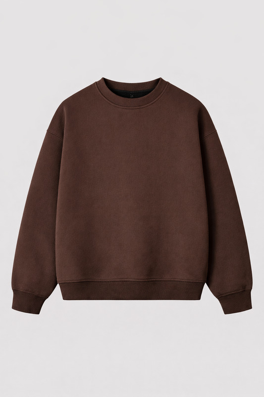 Crewneck Cropped Blanks 500GSM Dark Chocolate