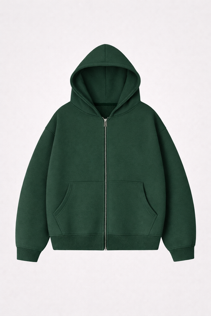 Zip Hoodie Heavy Blanks 500GSM Forest Green