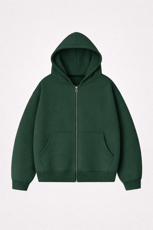 Zip Hoodie Heavy Blanks 500GSM Forest Green