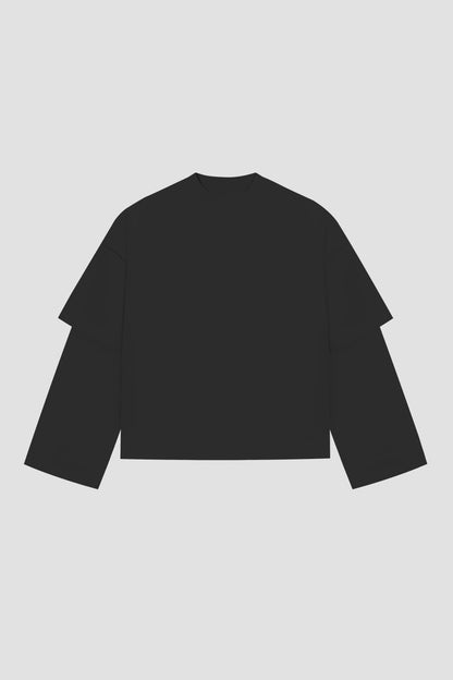 Double Long Sleeve Blanks 220GSM Black