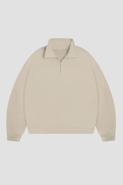 Sweatshirt Half Zip Blanks 330GSM Cream
