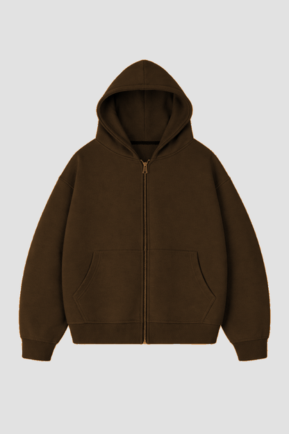 Zip Hoodie Heavy Blanks 500GSM Dark chocolate